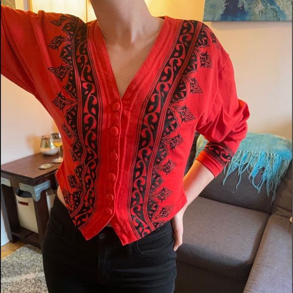 Size M Red Vintage Sweater Cardigan Circus Tamer Style - Picture 6 of 15